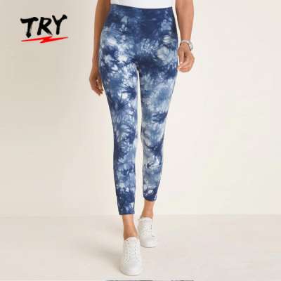 ZR001 nude feeling brush peach fabric Latest Fashion Printed Fitness Yoga Wear Tie Dye  Leggings Women